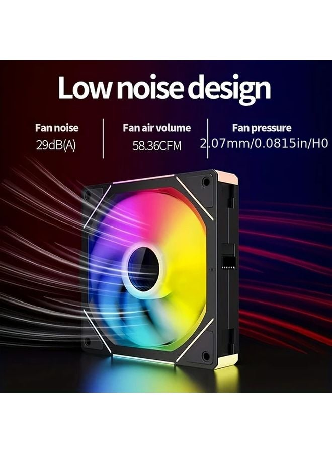 OUYUANSU 3 حزمة من مراوح تبريد الكمبيوتر 120 مم RGB PWM عالية السرعة منخفضة الضوضاء بتدفق هواء مزدوج - Image 5